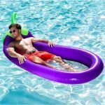 220x110cm Summer Swimming Pool Floating Inflatable Eggplant Mattress Ring Circle Island Cool Water Party Toy Kids Adult - 2