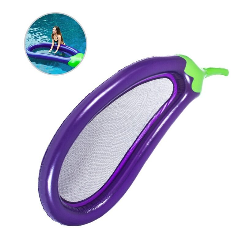 220x110cm Summer Swimming Pool Floating Inflatable Eggplant Mattress Ring Circle Island Cool Water Party Toy Kids Adult