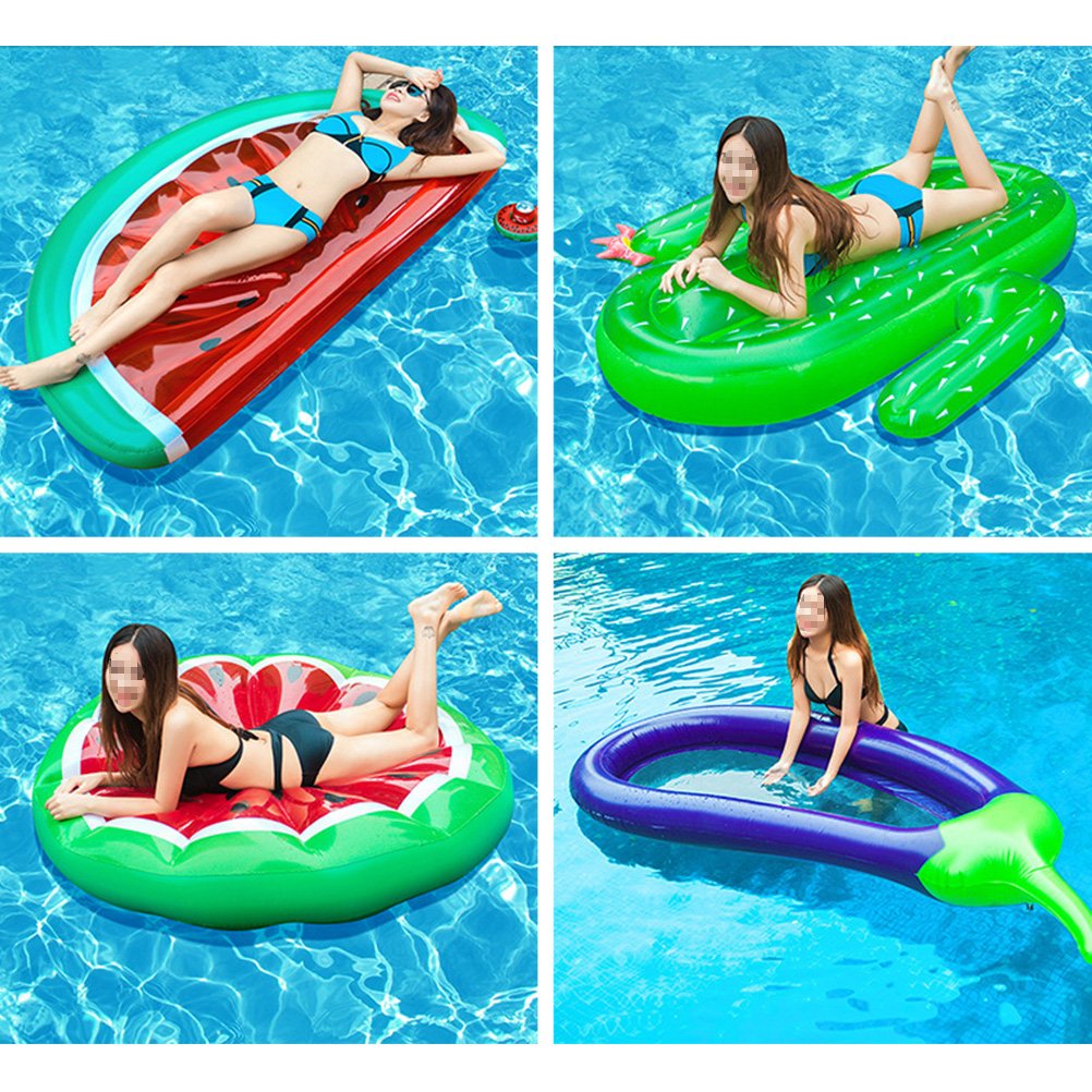 Inflatable Eggplant Swimming Pool Float 220x110cm Summer Water Party Toy Kids Adult Floating Mattress Ring Island - 11