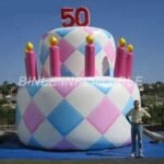 Customized Design N Logo Amazing Giant Inflatable Birthday Cake For Event Decoration