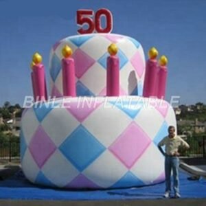 Customized Design N Logo Amazing Giant Inflatable Birthday Cake For Event Decoration