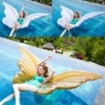 245cm Angel Wing Float Swimming Inflatable Glitter Ring Butterfly Pool Tube Floating Row Summer Water Toys