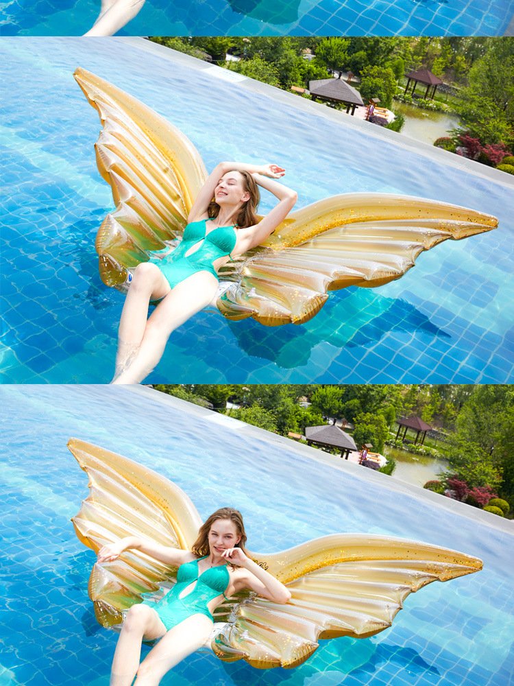 245cm Glitter Angel Wing Swimming Float Inflatable Butterfly Pool Tube Summer Water Fun Toy - 5