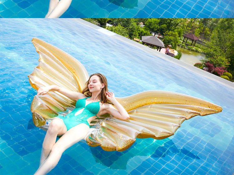 245cm Glitter Angel Wing Swimming Float Inflatable Butterfly Pool Tube Summer Water Fun Toy - 6