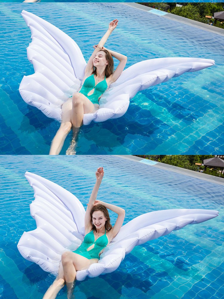 245cm Glitter Angel Wing Swimming Float Inflatable Butterfly Pool Tube Summer Water Fun Toy - 1