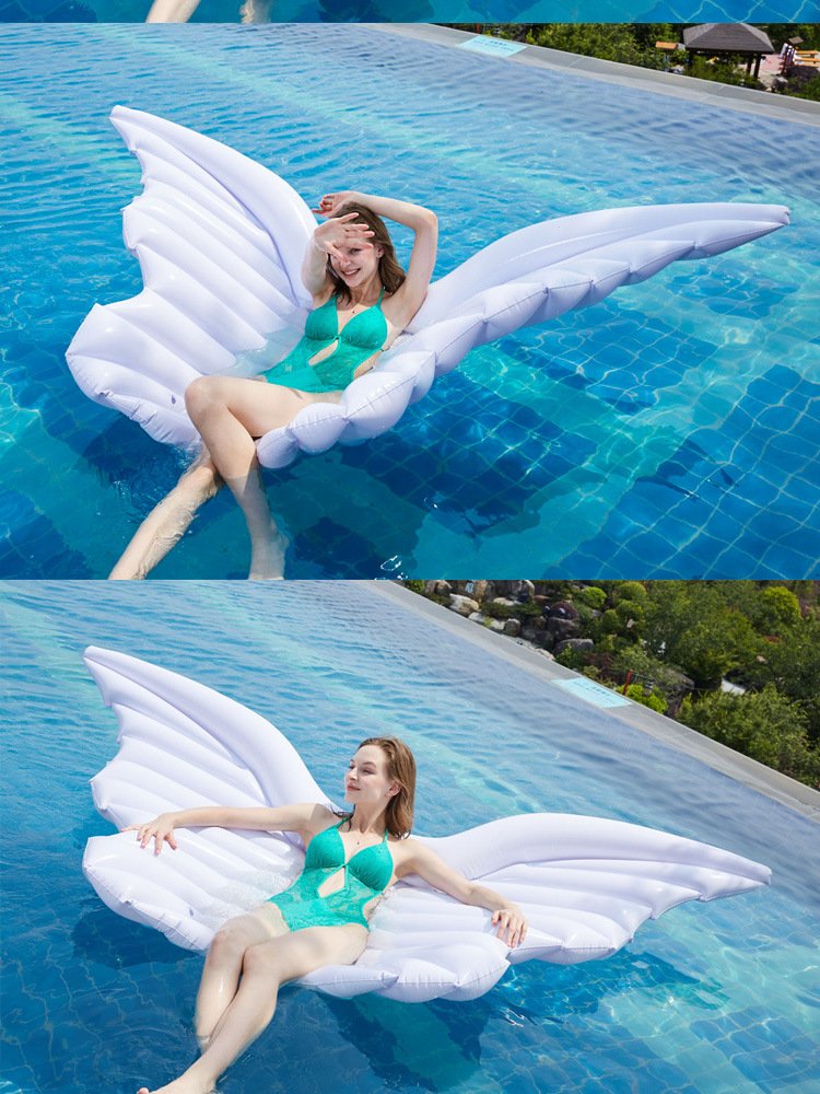 245cm Glitter Angel Wing Swimming Float Inflatable Butterfly Pool Tube Summer Water Fun Toy - 2