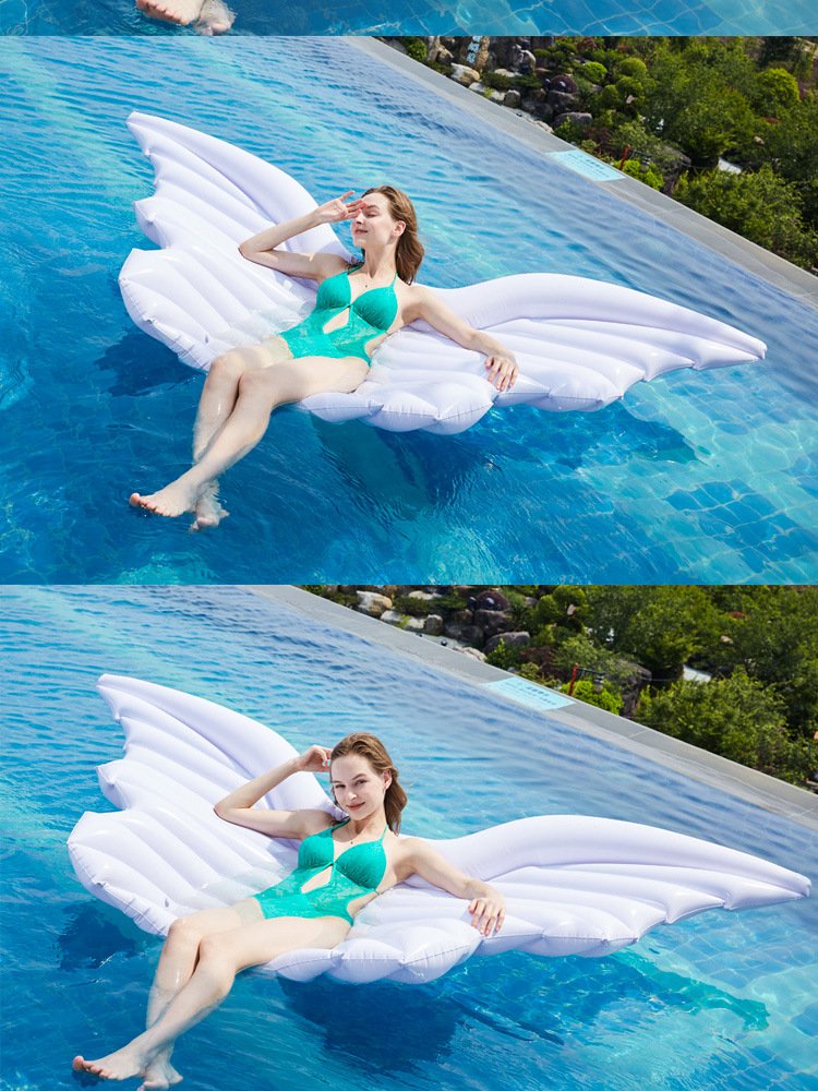245cm Glitter Angel Wing Swimming Float Inflatable Butterfly Pool Tube Summer Water Fun Toy - 3