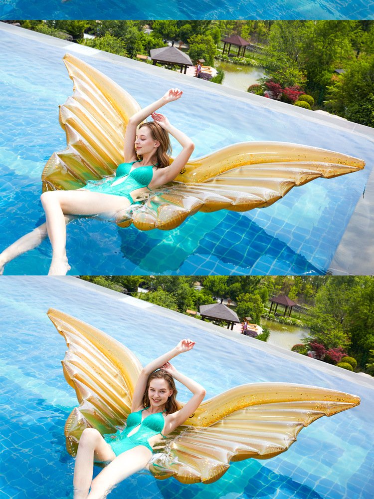 245cm Glitter Angel Wing Swimming Float Inflatable Butterfly Pool Tube Summer Water Fun Toy - 4