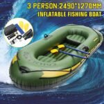 249x127cm 3 Person Inflatable Rowing Boat 200kg Durable Pvc Rubber Fishing Set With Pump - 2