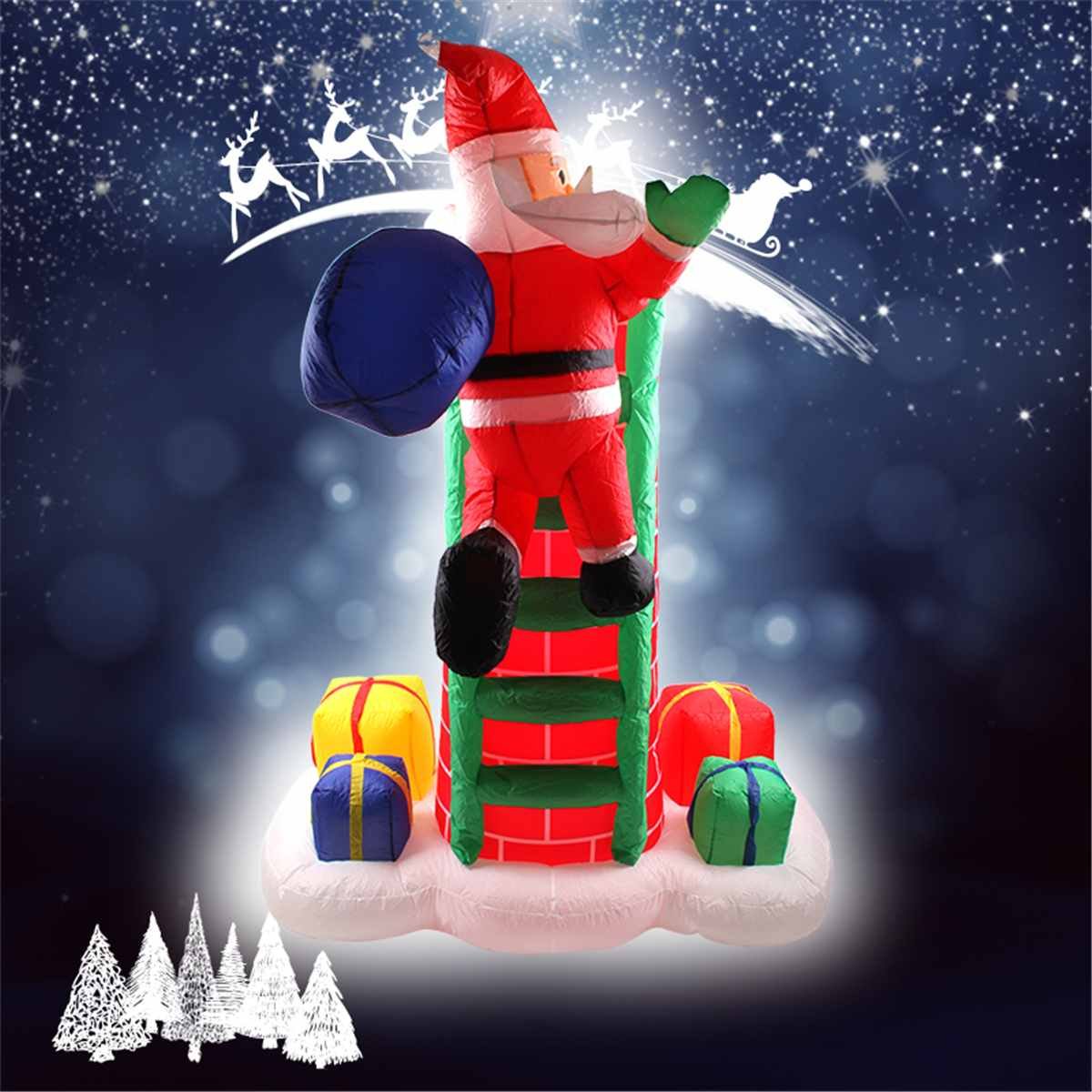 4m Inflatable Santa Claus Ladder Electric Waterproof Pu Outdoor Garden Christmas Decoration Toy - 1