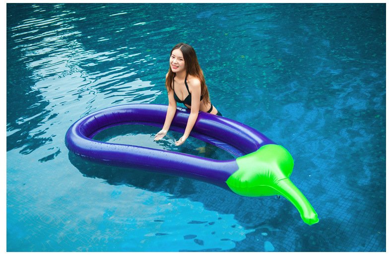 Deluxe 254cm Inflatable Eggplant Pool Float Kids Water Toy Swimming Ring Lounge Chair Fun Floating Raft - 3