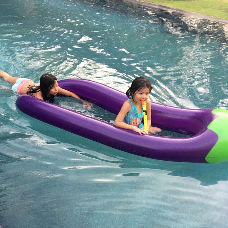 Deluxe 254cm Inflatable Eggplant Pool Float Kids Water Toy Swimming Ring Lounge Chair Fun Floating Raft - 7