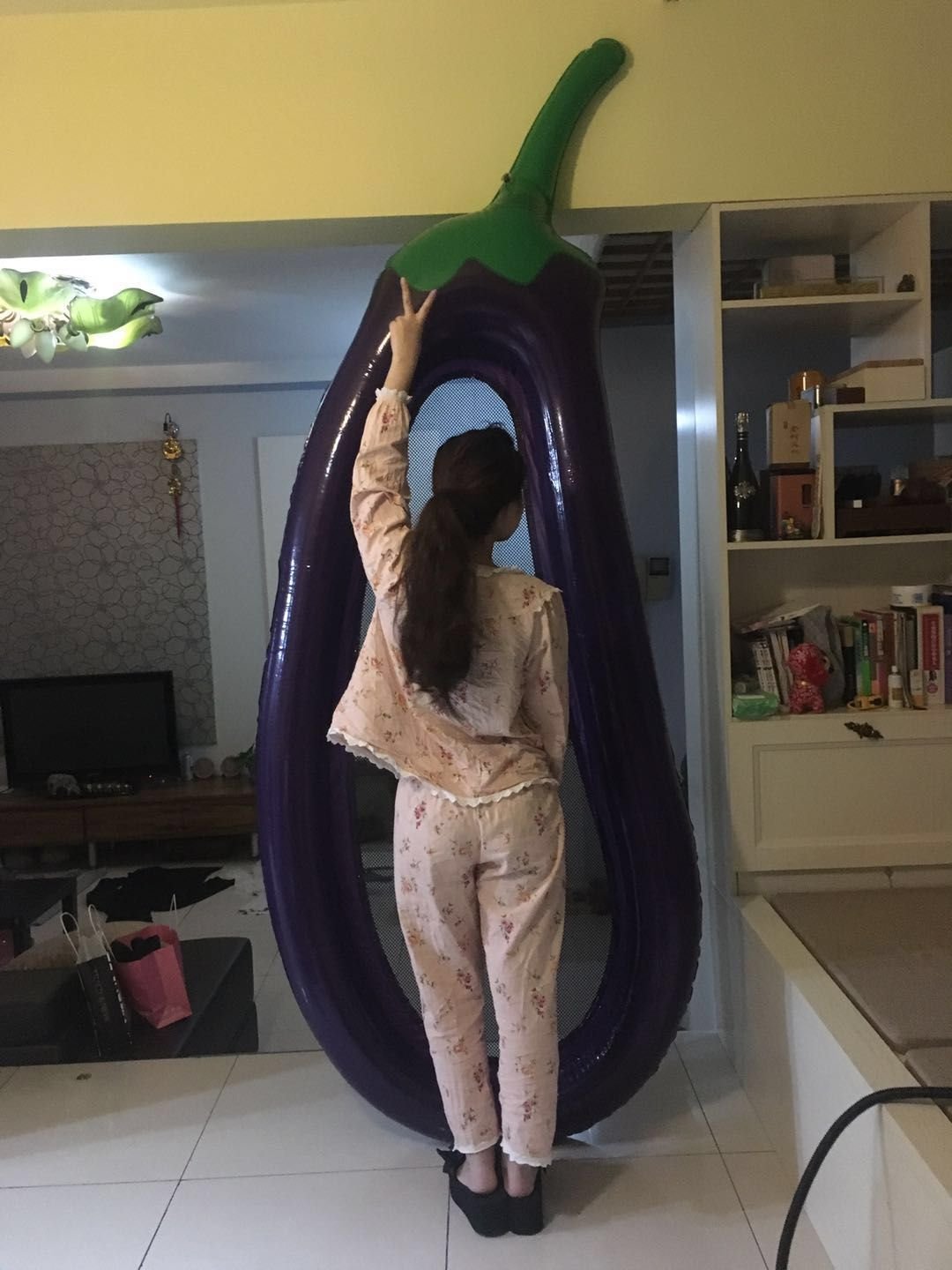 Deluxe 254cm Inflatable Eggplant Pool Float Kids Water Toy Swimming Ring Lounge Chair Fun Floating Raft - 8