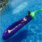 270cm Inflatable Swim Ring Eggplant Floating Bed Water Float Boat Summer Row - 4