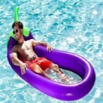 270cm Inflatable Swim Ring Eggplant Floating Bed Water Float Boat Summer Row - 5