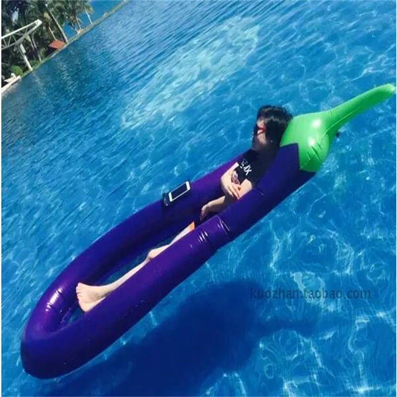 Extra Large 270cm Inflatable Eggplant Swim Ring Summer Water Float Bed Pool Floating Boat - 2