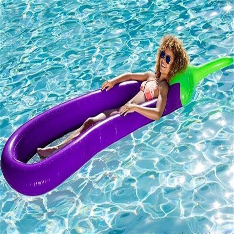 Extra Large 270cm Inflatable Eggplant Swim Ring Summer Water Float Bed Pool Floating Boat - 4