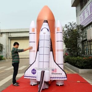 Attractive 3mh Giant Inflatable Rocket Model For Aviation Theme Events Decorative Spaceship Balloon Customized Advertising Toy