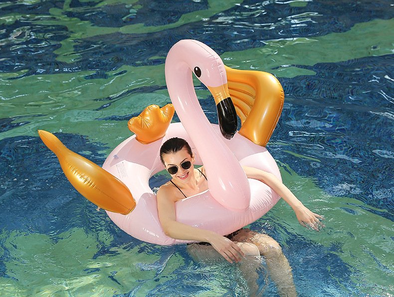 Deluxe Giant Goldwinged Swan Inflatable Float Swimming Circle Ring For Adults Kids Water Party Toy - 5