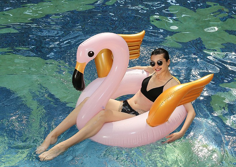 Deluxe Giant Goldwinged Swan Inflatable Float Swimming Circle Ring For Adults Kids Water Party Toy - 7