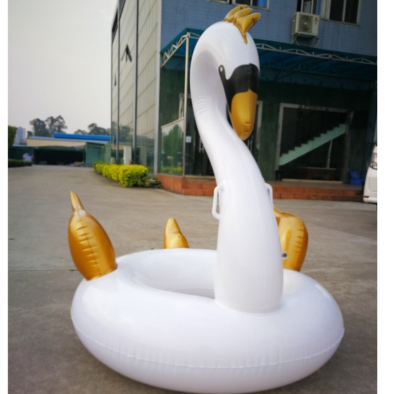 Deluxe Giant Goldwinged Swan Inflatable Float Swimming Circle Ring For Adults Kids Water Party Toy - 3