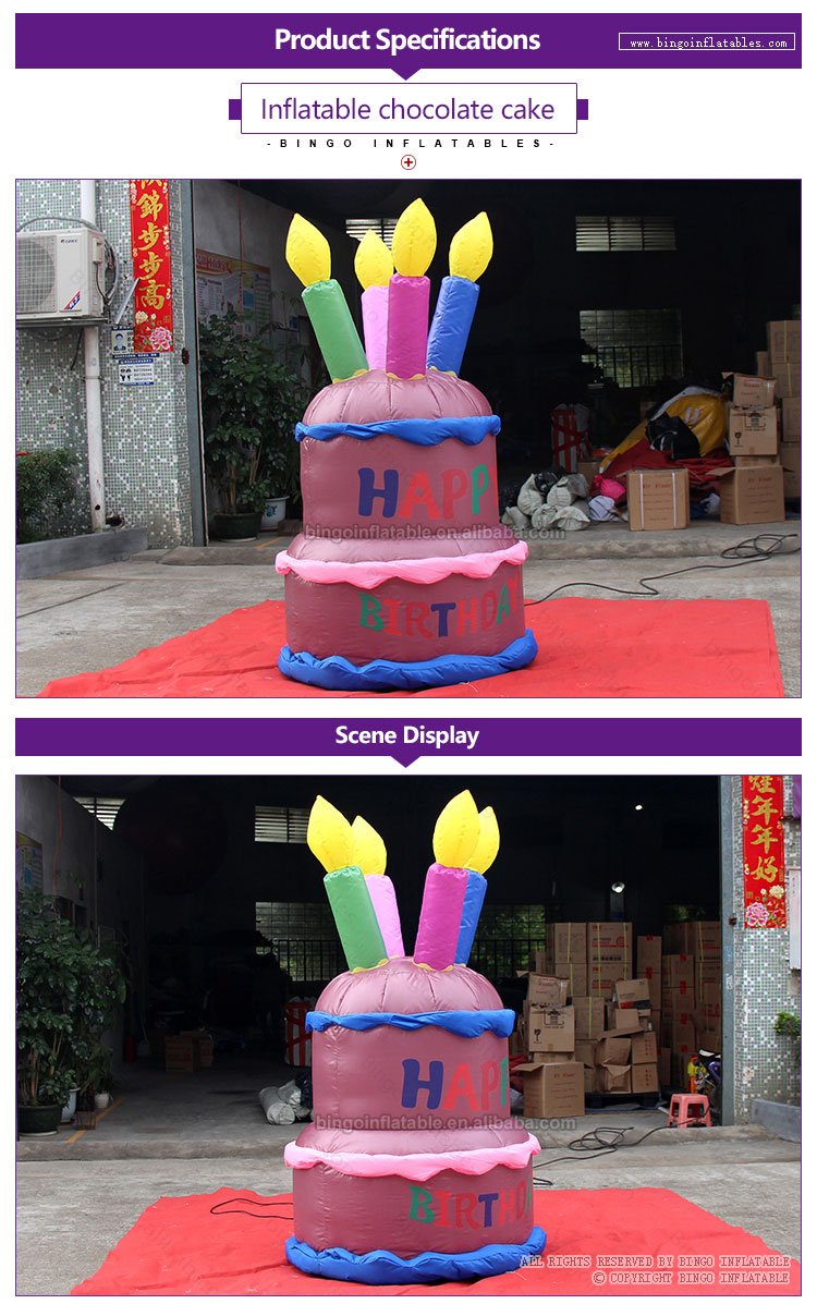 2 Meters Tall Inflatable Chocolate Birthday Cake Blow Up Display Toy For Party Decorations - 1