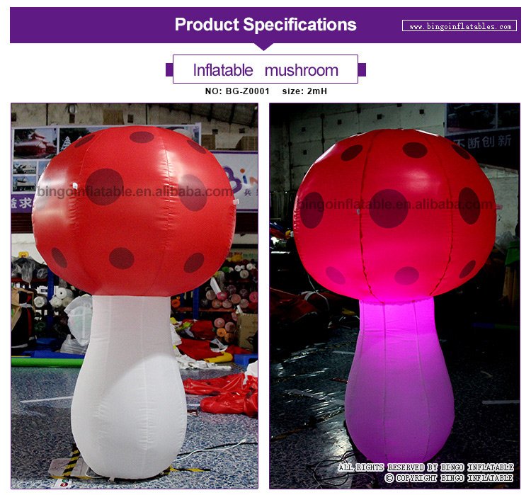 Led Illuminated 2mh Inflatable Mushroom Cartoon Design Ideal For Theme Park Decorations And Interactive Play Toy - 1