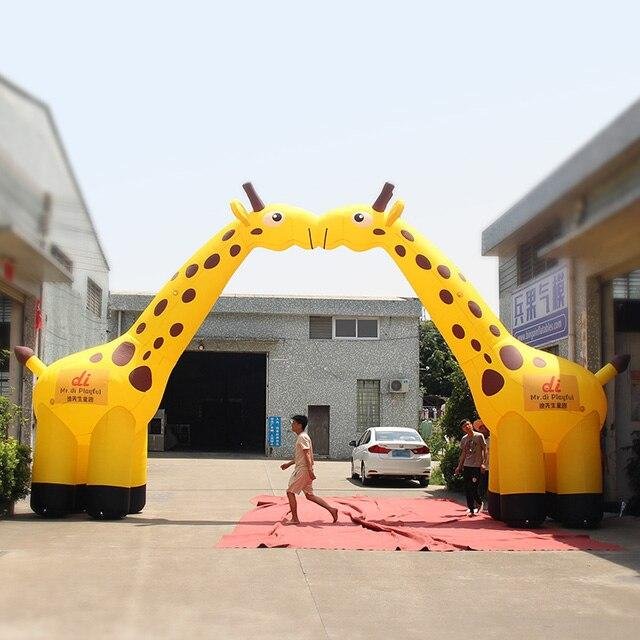 Highly Recommended 10x1 7x5 3mh Inflatable Yellow Giraffe Arch Way Custom Made Amusement Entrance Decoration To Kid