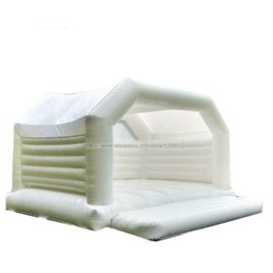 Outdoor White Inflatable Bouncy Castle For Wedding Moonwalk Jumping House With Air Blown Pvc 5x4m