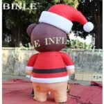 3mh Cute Giant Christmas Brown Inflatable Teddy Bear With Red Hat For Yard Decoration - 3