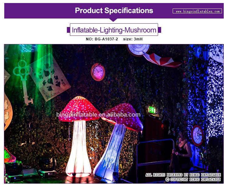 3mh Inflatable Led Mushroom Light Decoration Kids Playroom Toy Event Prop Indooroutdoor Use - 1