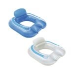 40'' Inflatable Flip-pillow Lounge Chair With Cup Holder Swimming Pool Float Floating Air Bed Swim Water Toys Fun