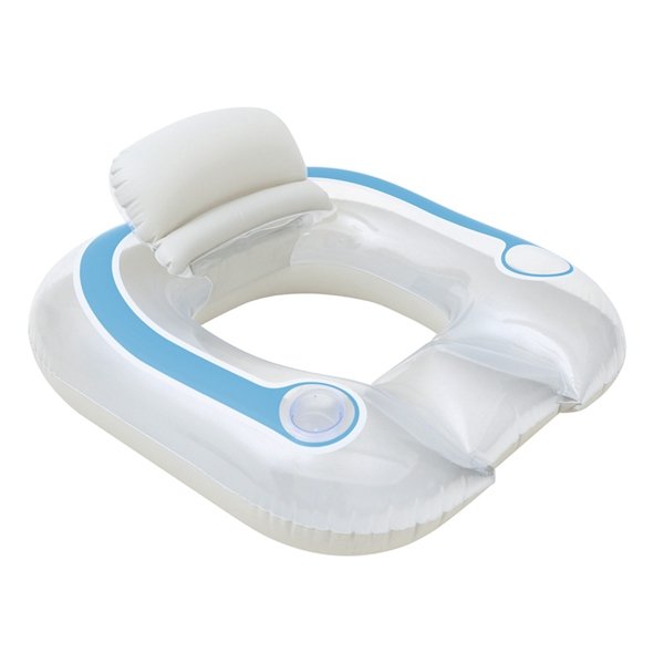 40 Inflatable Lounge Chair Swimming Pool Float With Cup Holder Air Bed Water Toy Flippillow Design - 1