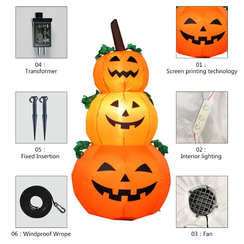 4foot Halloween Inflatable 3pumpkin Display Outdoor Yard Art Decoration Euus Compatible - 1 4foot Halloween Inflatable 3pumpkin Display Outdoor Yard Art Decoration Euus Compatible - 1