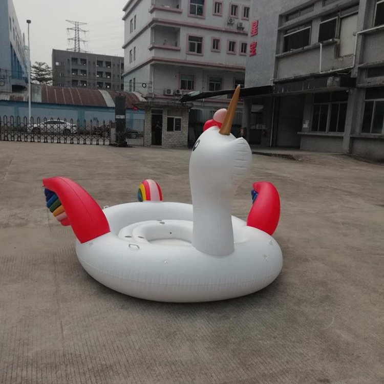 Large Inflatable Unicorn Pink Flamingo Peacock Pool Float Island 4 Person Water Fun Toy For Lake And Pool Parties - 9