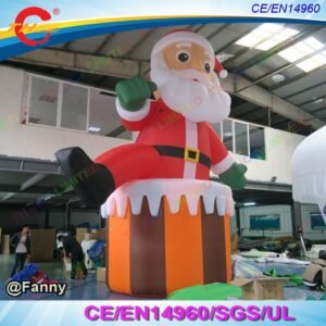4m 6m 8m Christmas Decoration Giant Inflatable Santa Claus Climb Up From Chimney Father Old Man - 2