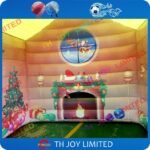 4mlx3mwx3mh Decoration Inflatable Christmas Santa Grotto House Booth Tent - 4