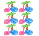 Flamingo Drink Holders 12 Pcs Palm Tree And Cup Holder Floats Inflatable Floating Coasters