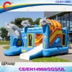 5x5m Inflatable Dolphin Bouncy Castle With A Slide Bounce House Combos - 2
