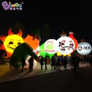 6 Meters Height Pvc Inflatable Lighting Sun Smile Decoration Customized Led Face Flower Christmas Toy For Event - 2