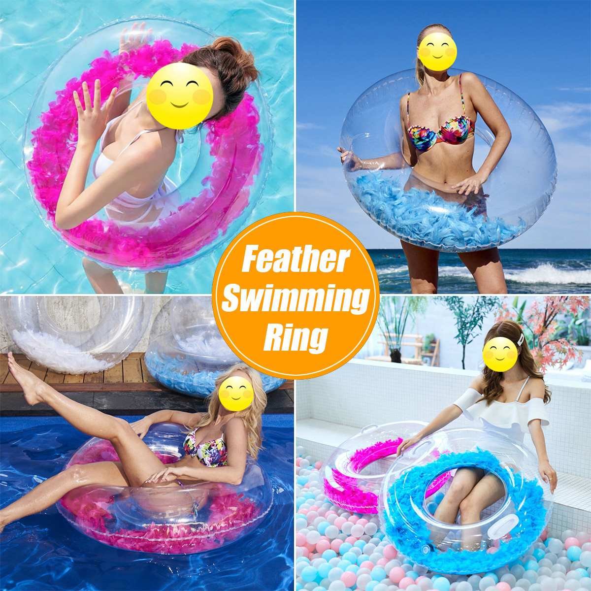 Feather Design Inflatable Swimming Ring Water Float For Kids Adults Life Buoy Pool Mattress Beach Toy - 2 Feather Design Inflatable Swimming Ring Water Float For Kids Adults Life Buoy Pool Mattress Beach Toy - 2