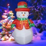 6ft Height Christmas Inflatable Led Lighted Snowman With Scarf Colorful Light Blow Up Outdoor Yard Year Decoration - 4