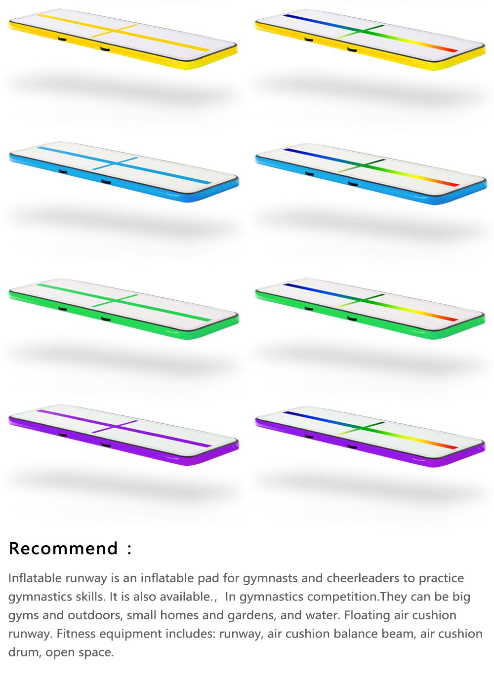 6m7m8m Inflatable Gymnastics Airtrack Tumbling Mat Home Training Trampoline Ideal For Cheerleading Beach Floor Exercises - 4