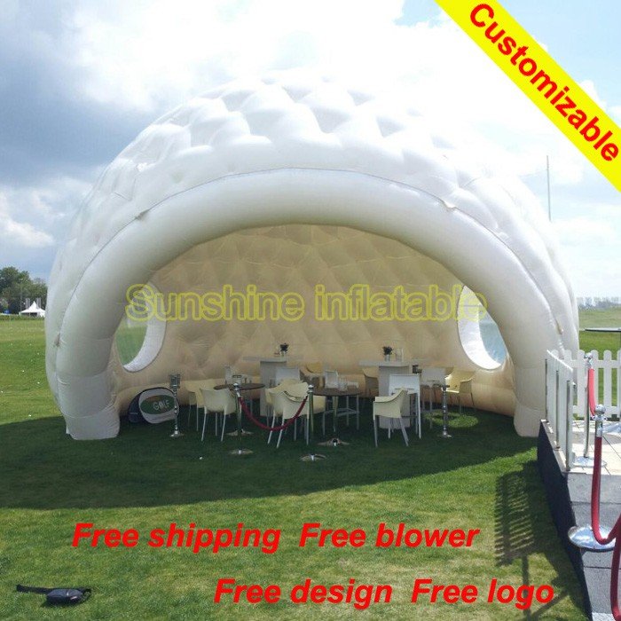 6mw White Inflatable Golf Marquee Igloo Dome Tent With Dual Windows For Events Parties And Promotions - 1