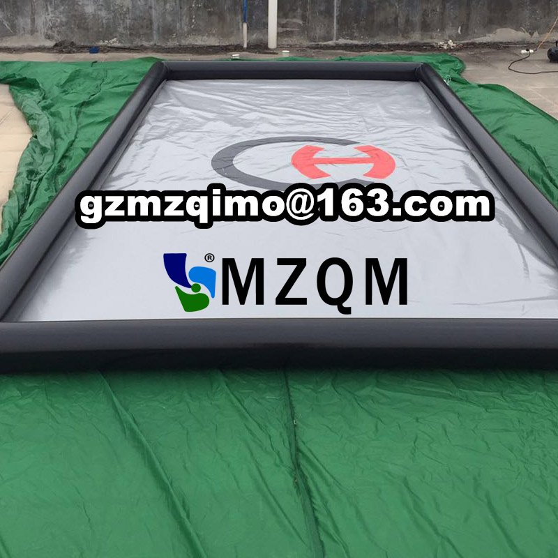 Durable 6x3m Custom Pvc Car Wash Mat Portable Garage Flooring With Airpump Water Containment System - 2