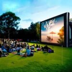 6x4m Inflatable Outdoor Projector Movie Projection Screen Home Party Backyard Cinema Blower Fan