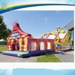 Giant Commercial Clown Funcity Inflatable Slide Combo Bouncer Park Big Obstacle Course