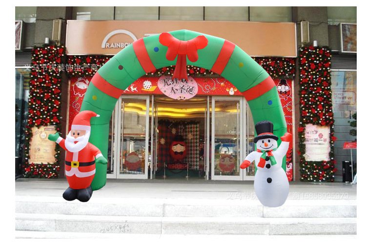 7ft Tall Outdoor Christmas Inflatable Archway With Santa Snowman Led Lights For Holiday Party Decor - 6
