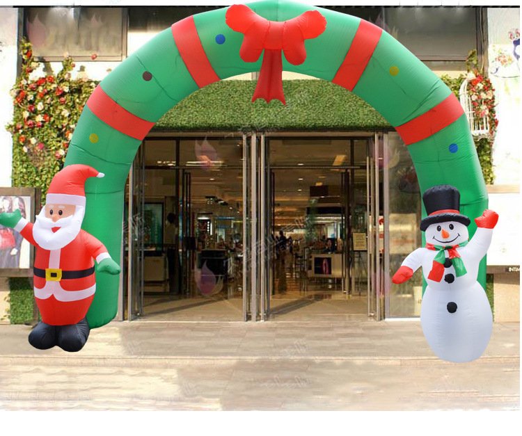 7ft Tall Outdoor Christmas Inflatable Archway With Santa Snowman Led Lights For Holiday Party Decor - 7