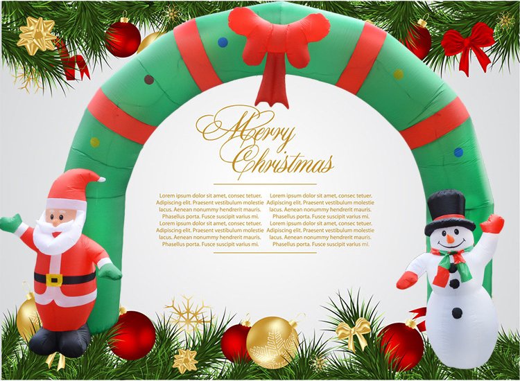 7ft Tall Outdoor Christmas Inflatable Archway With Santa Snowman Led Lights For Holiday Party Decor - 1